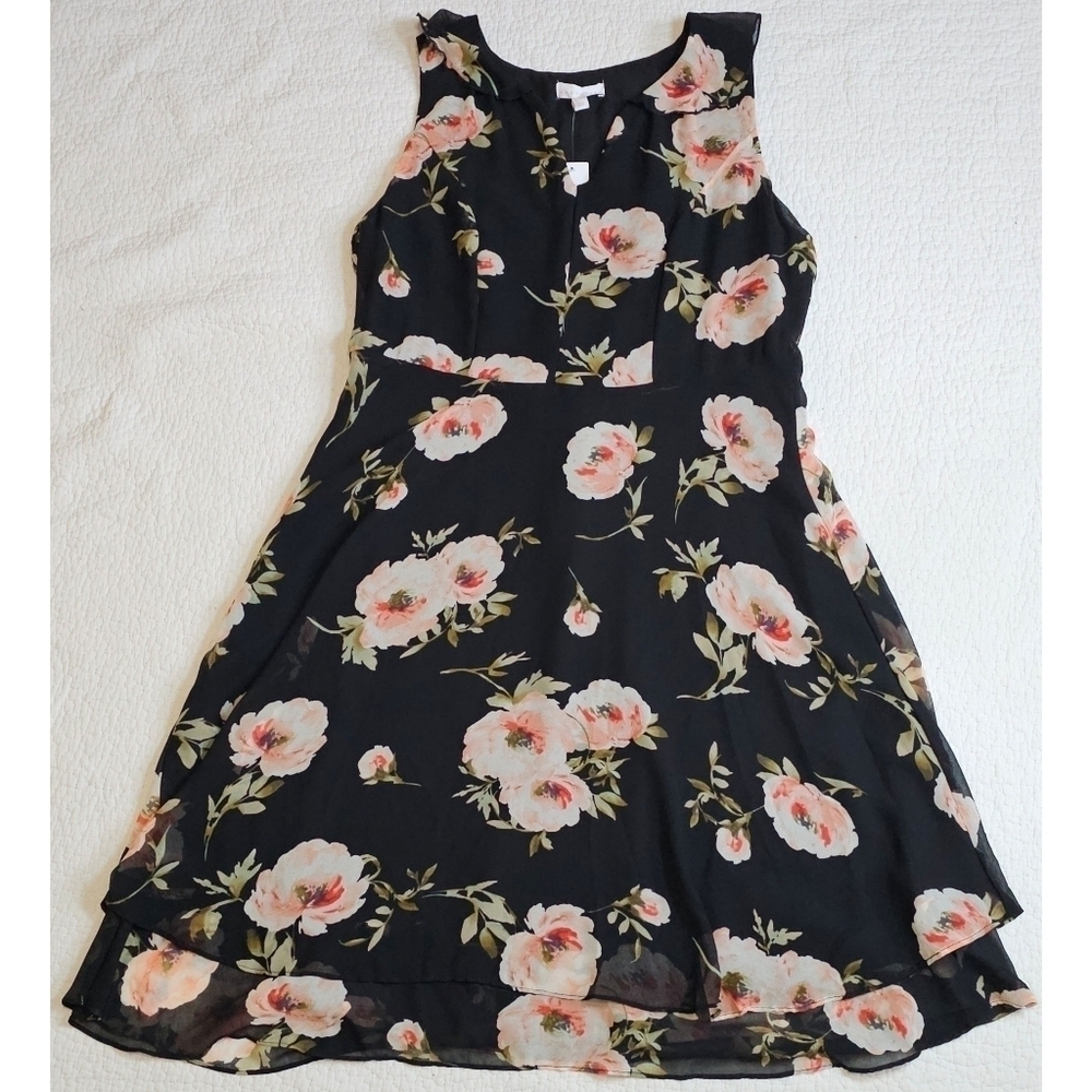 NWT Marybelle Women's Floral Ruffle Sheer Lace Empire Waist Mini Dress